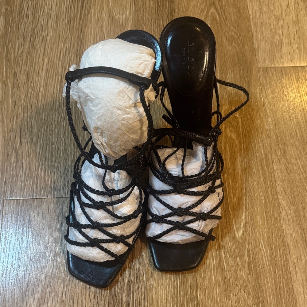 Gucci Elegant Black Strappy Women's Sandals Size 9.5 B. Worn once 4 photo shoot